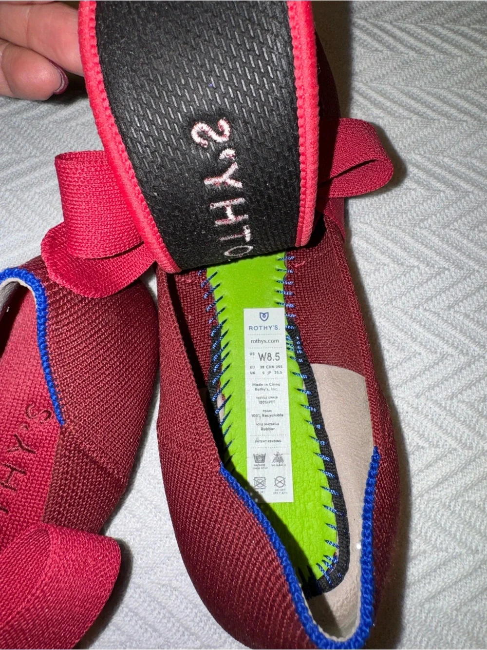 Rothy's Burgundy Pointed Bow-Detail Flats